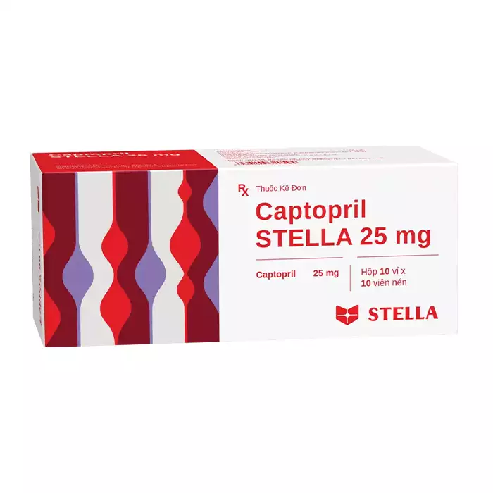 Captopril Stella 25mg 10 vỉ x 10 viên - Thuốc huyết áp, tim mạch