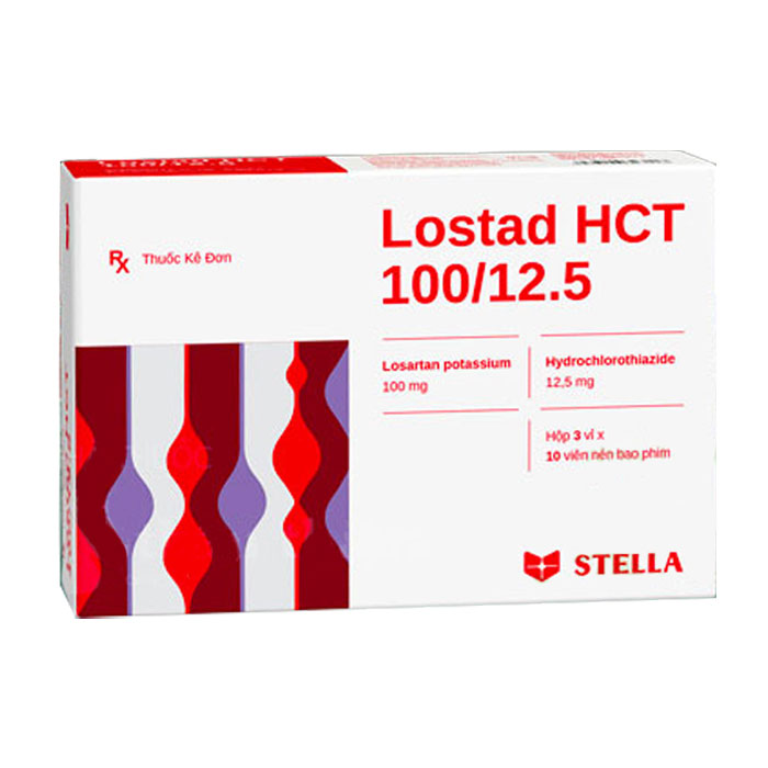 Lostad HCT 100/12.5 Stella 3 vỉ x 10 viên – Thuốc tim mạch, huyết áp