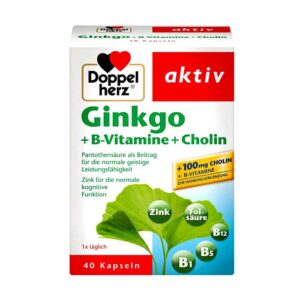 Ginkgo + B-Vitamine + Cholin Doppelherz 4 vỉ x 10 viên - Viên uống bổ não