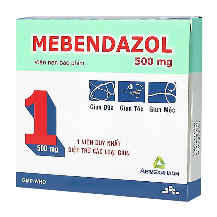 Mebendazol 500mg Agimexpharm 1 vỉ x 1 viên - Thuốc trị giun sán