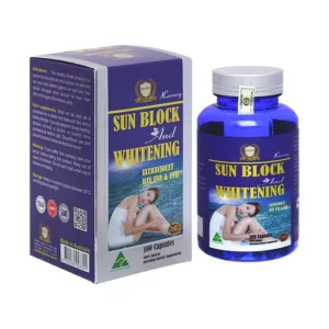 Sunblock And Whitening Skin Healthy Golden 100 viên - Viên uống trắng da, chống tia UVA - UVB