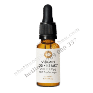 Vitamin D3 K2 MK7 200IE Sunday Natural – Giúp thúc đẩy phát triển chiều cao cho trẻ
