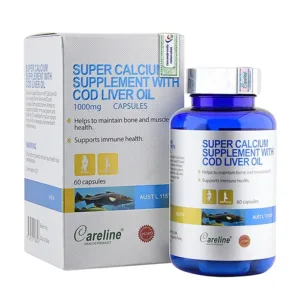 Super Calcium Supplement With Cod Liver Oil 1000mg 60 viên -  Viên uống canxi bổ sung gan cá