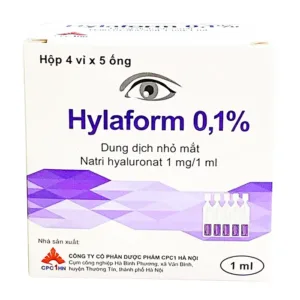 Hylaform 0,1% (Natri hyaluronat) - Dung dịch nhỏ mắt trị khô mắt ống