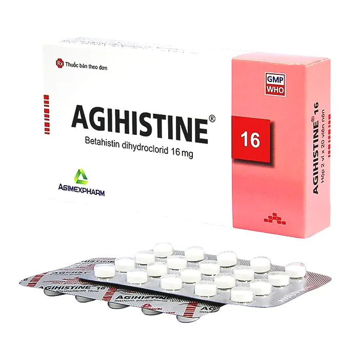 Agihistine 16mg Agimexpharm (2 vỉ x 20 viên) - Hội chứng Meniere: Chóng mặt, ù tai, mất thính lực.