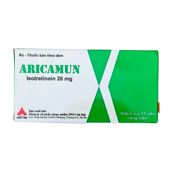 Aricamun 20mg CPC1 ( 2 vỉ x 15 viên) - Thuốc trị mụn trứng cá