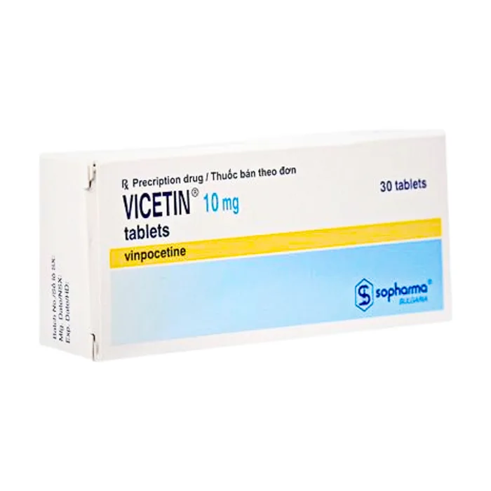 Vicetin 10mg (3 vỉ x 10 viên) - Điều trị rối loạn tuần hoàn não, đột quỵ não, rối loạn trí nhớ, xơ cứng