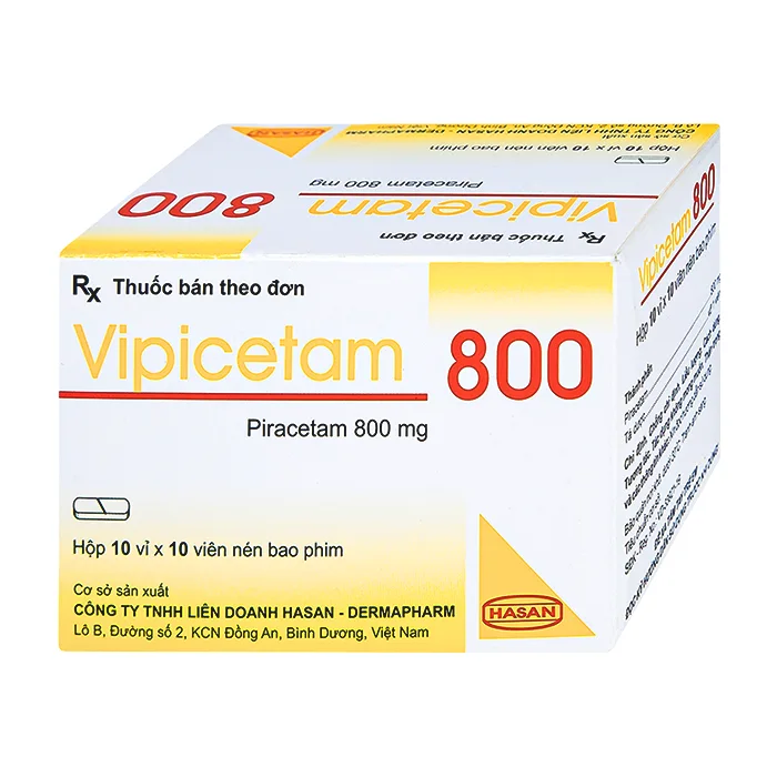 Vipicetam 800 (10 vỉ x 10 viên) - Thuốc trị rung giật cơ nguồn gốc vỏ não