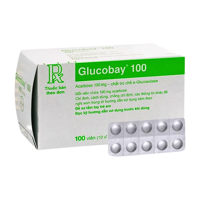 Glucobay 100 (10 vỉ x 10 viên) - Thuốc điều trị đái tháo đường