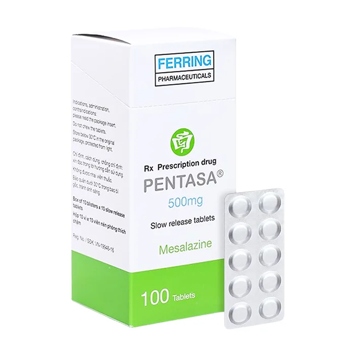 Pentasa 500mg (10 vỉ x 10 viên) - Điều trị viêm loét đại tràng, bệnh Crohn