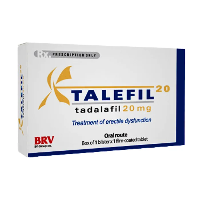 Talefil 20 (1 vỉ x 1 viên) - Thuốc trị rối loạn cương dương ở nam giới