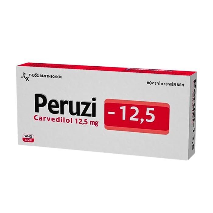 Peruzi 12.5mg (3 vỉ x 10 viên) - Điều trị tăng huyết áp, đau thắt ngực