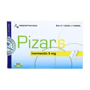 Pizar 6 (1 vỉ x 4 viên) - Trị giun chỉ, giun lươn