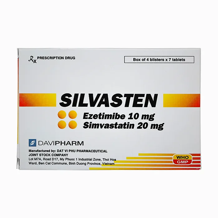 Silvasten (4 vỉ x 7 viên) - Thuốc giúp kiểm soát cholesterol trong máu hiệu