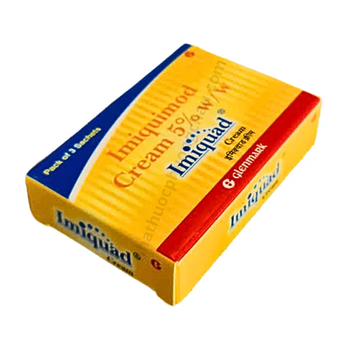 Imiquad Imiquimod Cream 5% Glenmark (3 gói) - Kem bôi da điều trị mụn cóc, sùi màu gà
