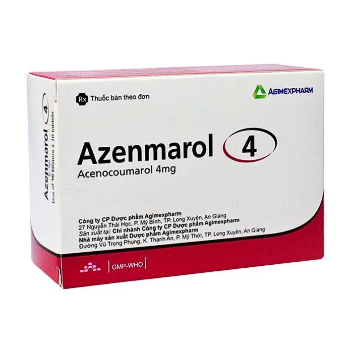 Azenmarol 4mg Agimexpharm (10 vỉ x 10 viên) - Phòng và trị huyết khối