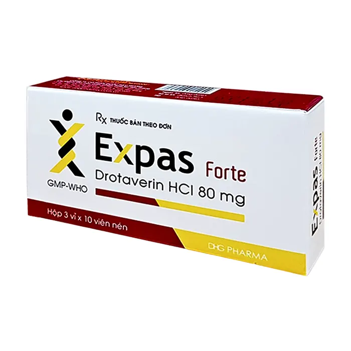 Expas Forte 80mg (3 vỉ x 10 viên) - Giảm cơn đau quặn mật, thận do co thắt cơ trơn