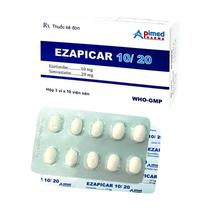 Ezapicar 10/20 (3 vỉ x 10 viên) - Điều trị tim mạch, cholesterol