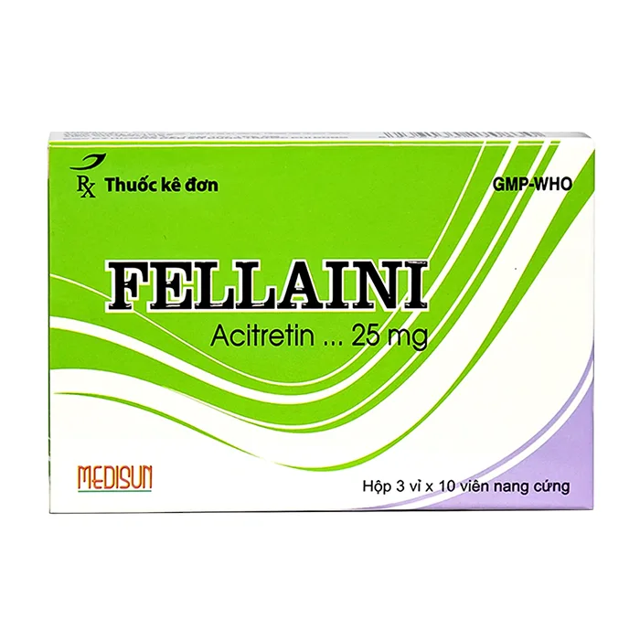 Fellaini Medisun 25mg (3 vỉ x 10 viên) - Điều trị vẩy nến và bệnh ngoài da