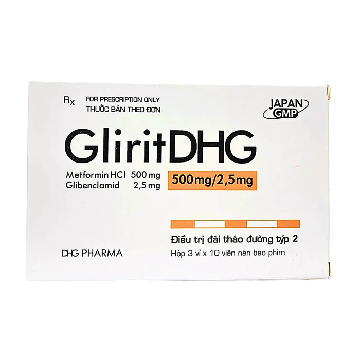 Glirit DHG 500mg/5mg (3 vỉ x 10 viên) - Trị đái tháo đường tuýp 2