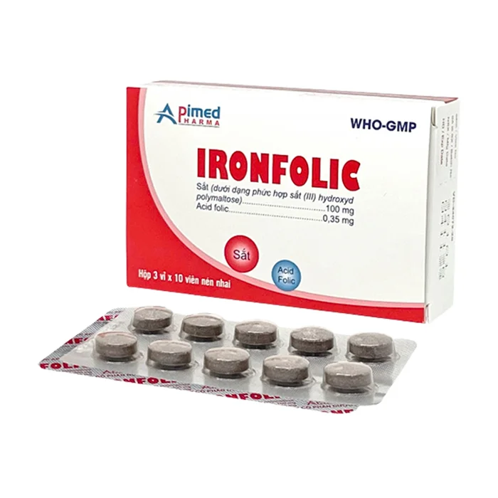 Ironfolic Apimed (3 vỉ x 10 viên) - Điều trị thiếu sắt