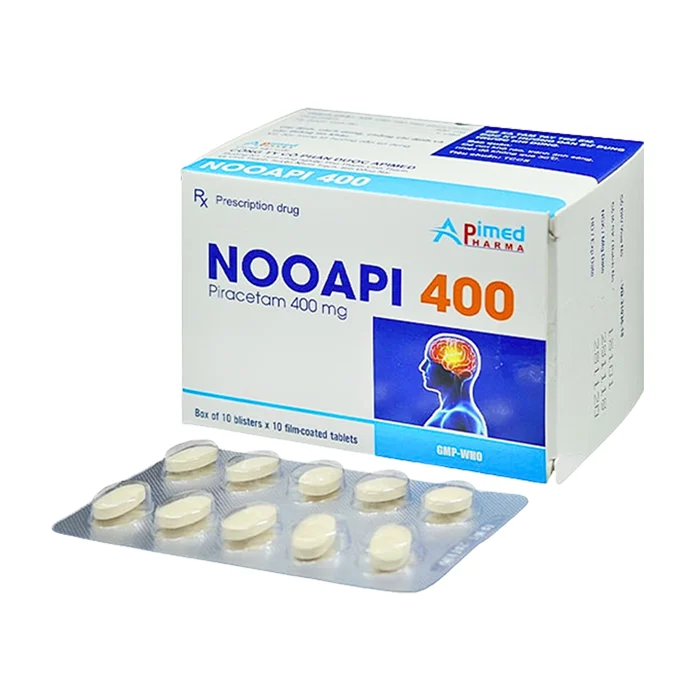 Nooapi 400mg (10 vỉ x 10 viên) - Điều trị các bệnh tổn thương não, chóng mặt