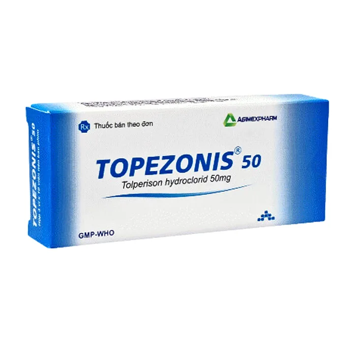 Topezonis 50 (3 vỉ x 10 viên) – Thuốc giãn cơ và tăng trương lực cơ