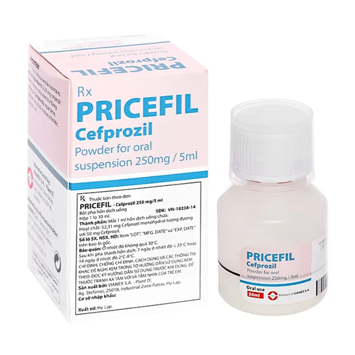 Pricefil 250mg/5ml (30ml) - Trị nhiễm khuẩn đường hô hấp
