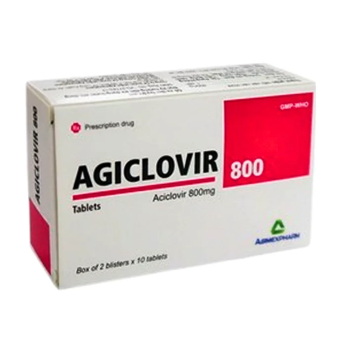 Agiclovir 800 (2 vỉ x 10 viên) - Điều trị nhiễm Herpes zoster, thuỷ đậu