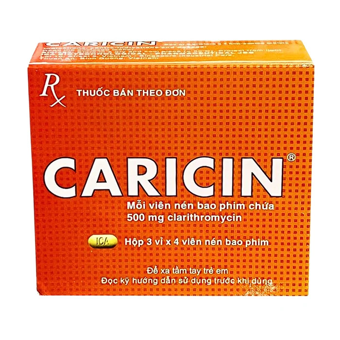 Caricin 500 (3 vỉ x 4 viên) - Kháng sinh chống nhiễm khuẩn