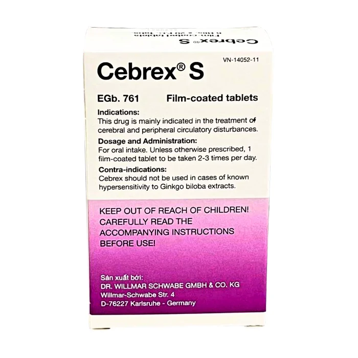 Cebrex S 80mg (6 vỉ x 20 viên) - Điều trị rối loạn chức năng não
