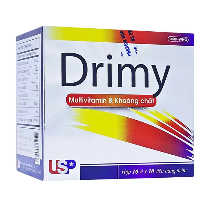 Drimy Multivitamin & Khoáng Chất ( Hộp 10 vỉ x 10 viên) - Bổ sung vitamin và khoáng chất