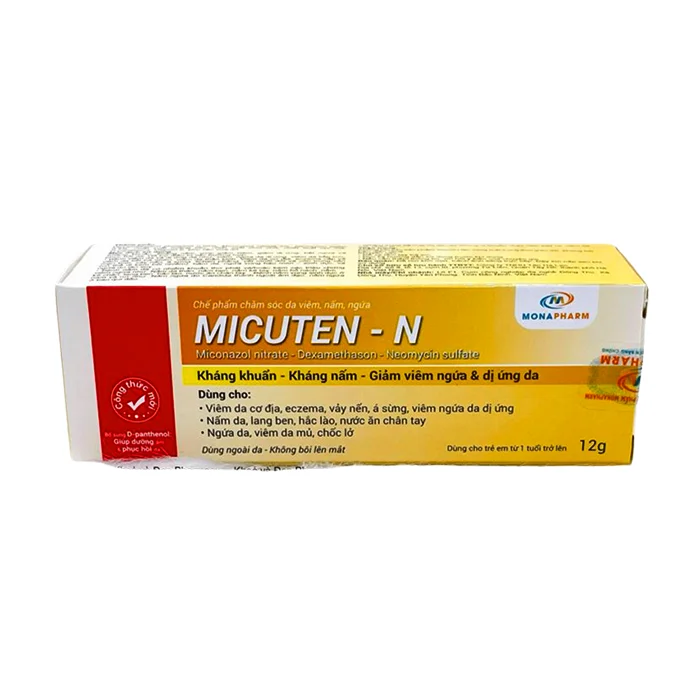 Micuten-N (tuýp 12g) - Kháng khuẩn, kháng nấm, giảm viêm ngứa và dị ứng da
