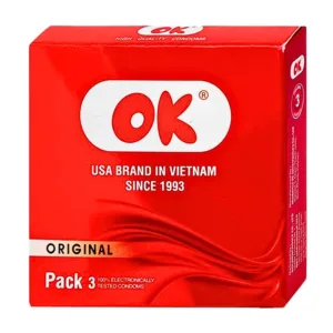 Bao cao su OK Original (3 cái) - Không mùi, kích thước phù hợp giúp phòng tránh thai