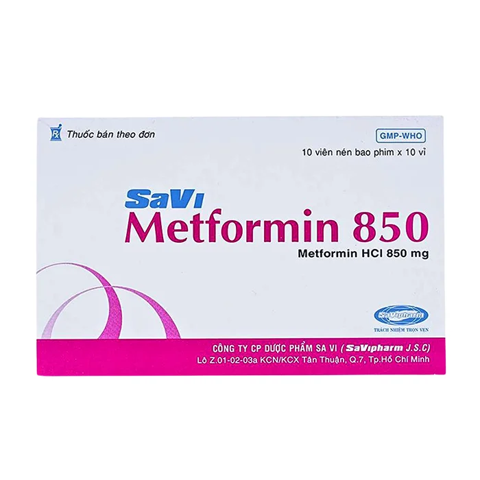 Metformin 850mg (10 vỉ x 10 viên) - Điều trị đái tháo đường tuýp 2