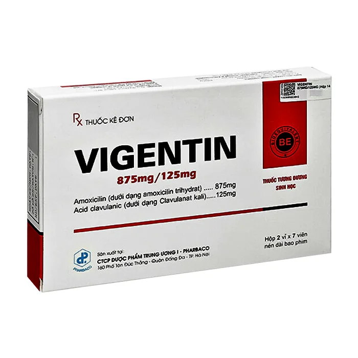 Vigentin 875mg/125mg (2 vỉ x 7 viên) - Điều trị các chứng nhiễm khuẩn
