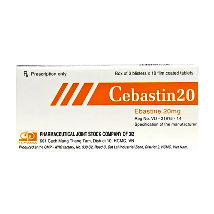 Cebastin 20mg (3 vỉ x 10 viên) - Điều trị viêm mũi dị ứng, mày đay