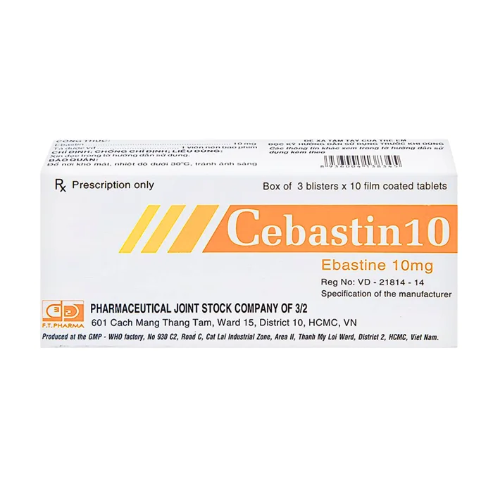 Cebastin 10mg (3 vỉ x 10 viên) - Điều trị viêm mũi dị ứng, mày đay