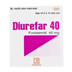 Diurefar 40 Pharmedic (10 vỉ x 12 viên) - Điều trị tăng huyết áp, phù do suy tim, xơ gan, bệnh thận