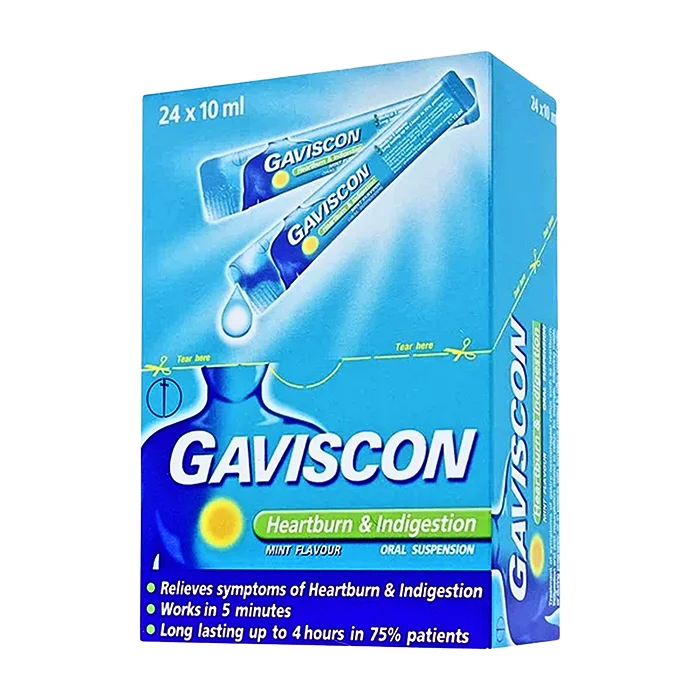 Hỗn dịch Gaviscon (24 gói x 10ml) - Điều trị trào ngược dạ dày, thực quản