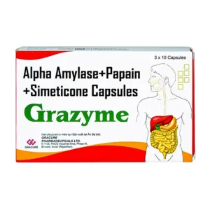 Grazyme Gracure (3 vỉ x 10 viên) - Điều trị khó tiêu, tức bụng, đầy hơi