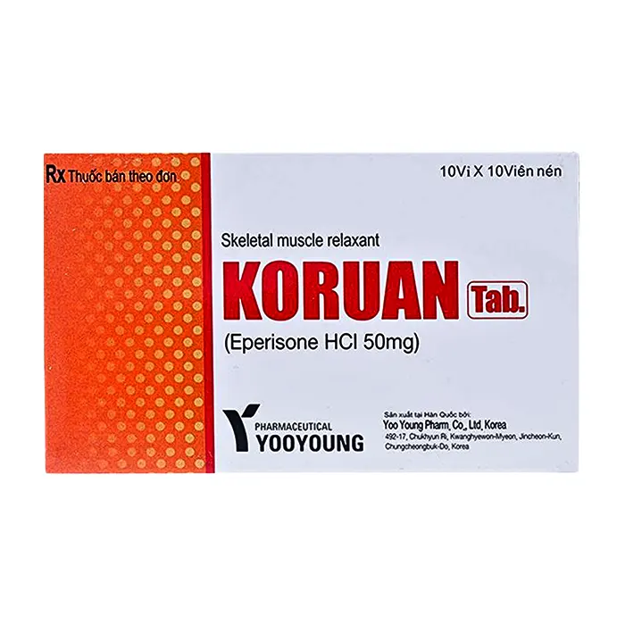 Koruan Tab. 50mg (10 vỉ x 10 viên) - Giãn cơ, trị đau do co cứng cơ
