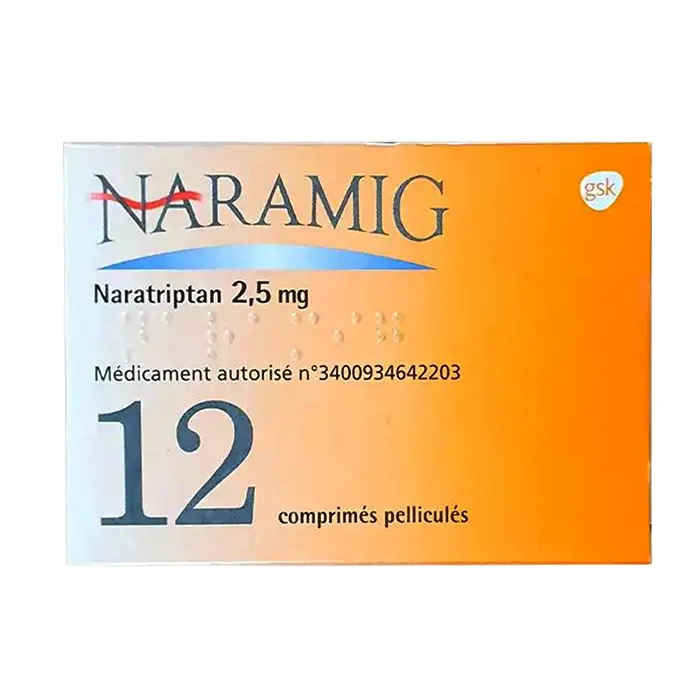 Naramig 2.5mg (2 vỉ x 6 viên) - Kiểm soát chứng đau nửa đầu liệt nửa người hoặc chứng đau nửa đầu