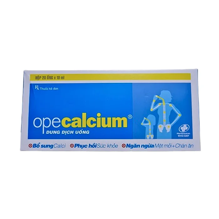 Opecalcium (20 ống x 10ml) - Dung dịch uống dự phòng và điều trị thiếu vitamin, mệt mỏi, chán ăn