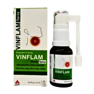 Dung dịch xịt Vinflam (chai 15ml) - Giảm đau, giảm viêm trong viêm thanh quản, viêm amidan