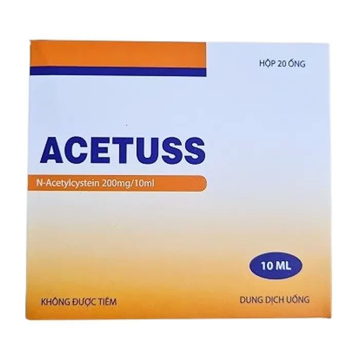 Acetuss 200mg / 10ml (20 ống x 10ml) - Thuốc tiêu chất nhầy tác dụng trên đường hô hấp