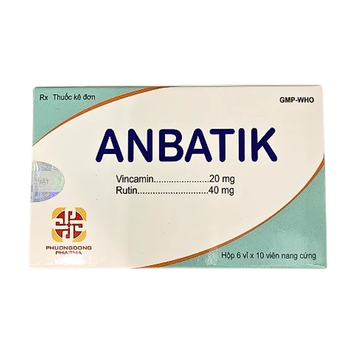 Anbatik (6 vỉ x 10 viên) - Điều trị suy giảm trí nhớ, tăng tuần hoàn máu não, làm bền thành mạch