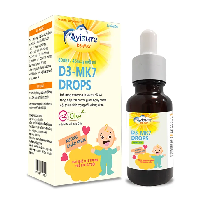 Siro Avisure D3-MK7 20ml - Hỗ trợ hấp thu canxi (từ 0 tháng)