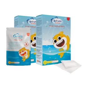 Khăn lau hạ sốt Avisure (hộp 5 gói x 5 khăn) - Giảm nhanh cơn sốt cho trẻ từ 0 tháng tuổi