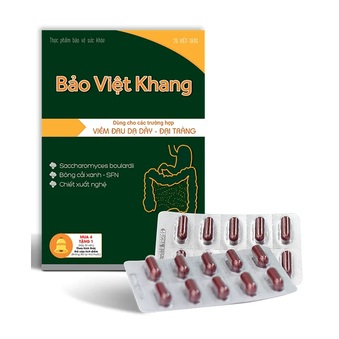 Bảo Việt Khang (hộp 20 viên) - Hỗ trợ giảm tái phát viêm dạ dày-đại tràng